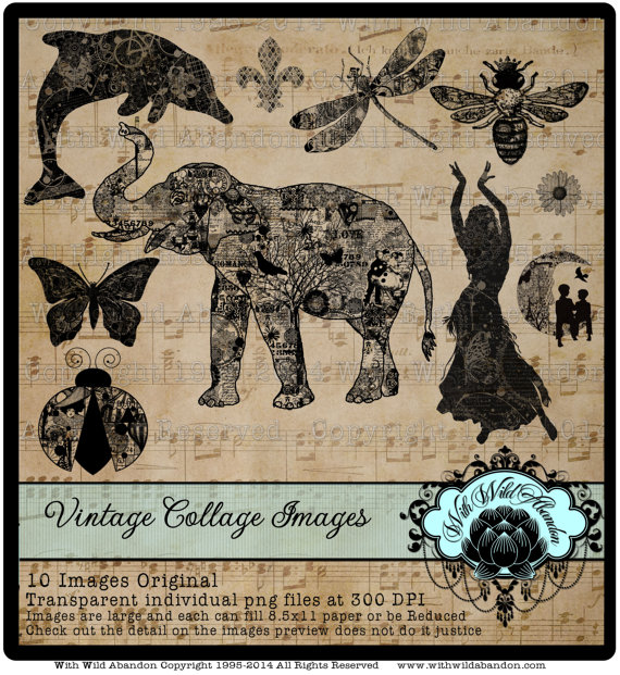Bohemian Clipart   Image Transfer Digital Collage Sheet Clipart