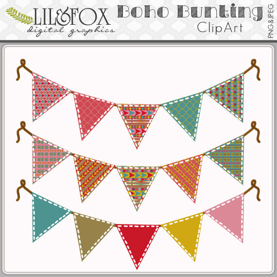 Bunting Banner Clipart   Colorful Bohemian Aztec Tribal Banner Clip    
