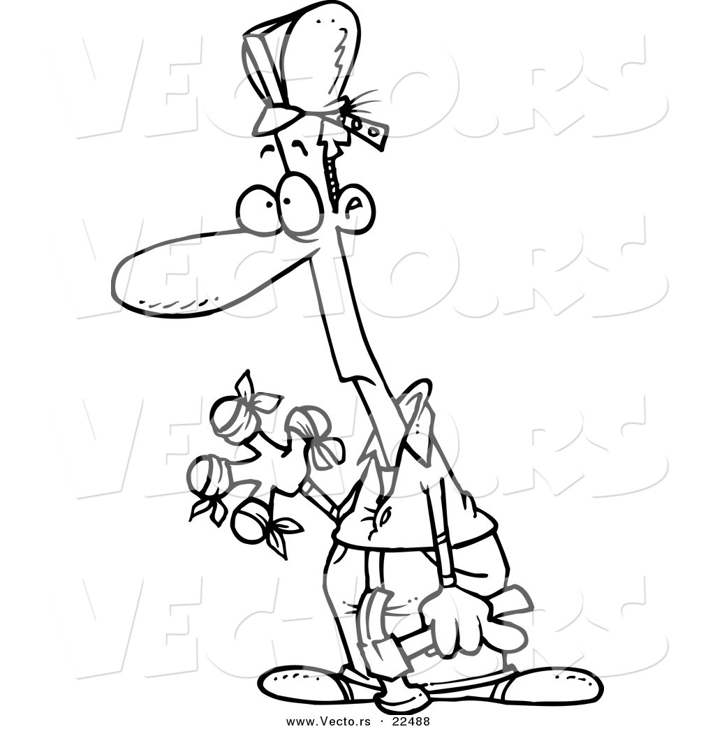 Cartoon Bandaged Construction Guy Coloring Page Outline Cartoon Repair