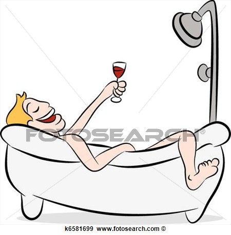 Clip Art   Man Drinking Wine In The Bathtub  Fotosearch   Search    