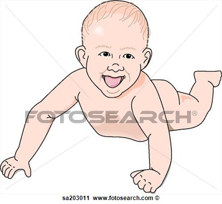 Clipart   Baby Lying Upon Stomach Lifting Head And Shoulders Supported