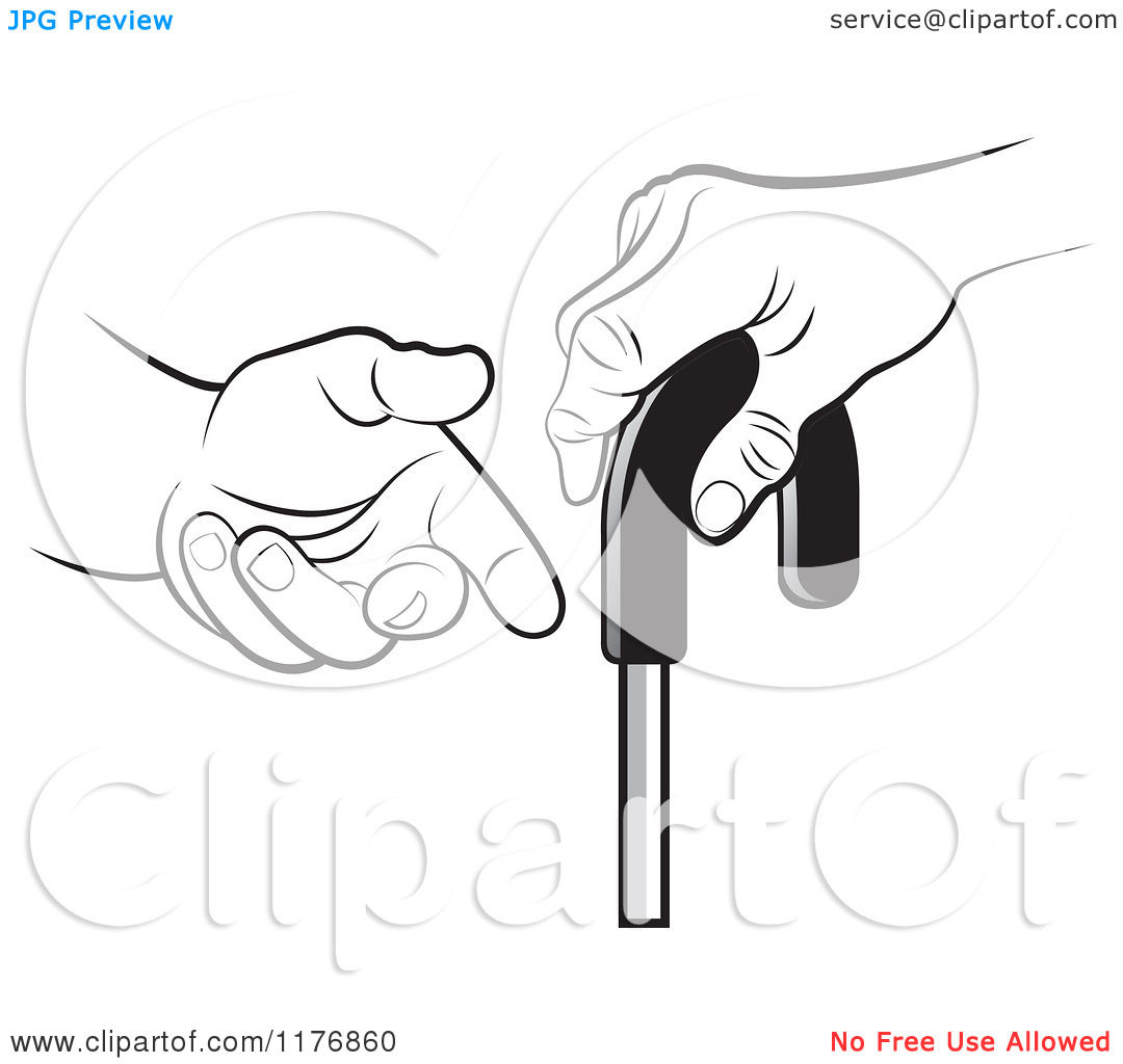 Clipart Of A Black And White Helping Hand Offering Assistance To A