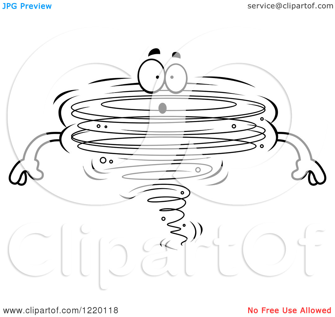 Clipart Of A Black And White Surprised Tornado Mascot Royalty Free