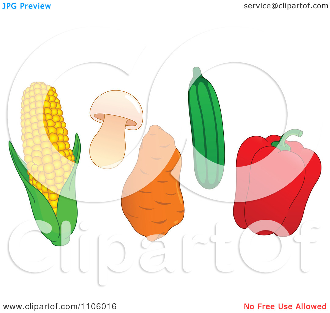 Clipart Whole Foods Corn Mushroom Sweet Potato Zucchini And Red Bell