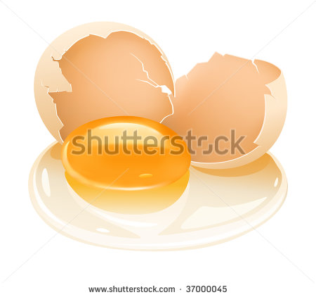 Cracked Hen S Egg Food With Yolk And Albumen   Vector Illustration