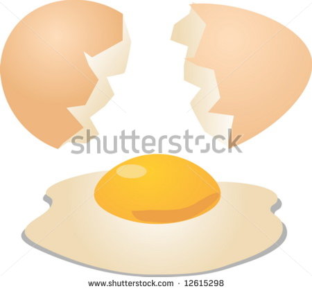 Eggs Cracked Open Shell And Egg With Yolk Illustration   Stock Vector