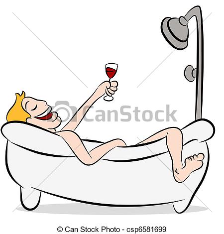 Eps Vectors Of Man Drinking Wine In The Bathtub   An Image Of A Man    