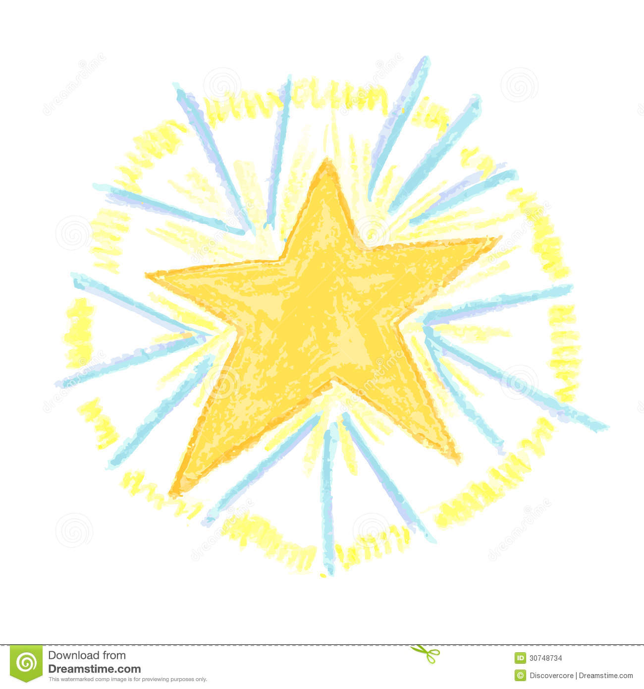 Light Airy And Fun Hand Drawn Star Burst With Crayon Characteristics
