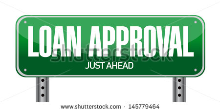 Loan Approval Road Sign Illustration Over A White Background   Stock