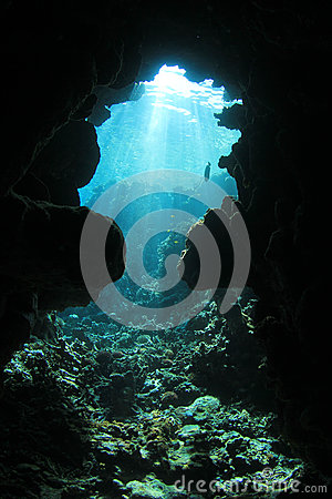 Looking Out Through An Underwater Cavern  Underwater Cave Clipart