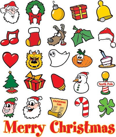 Mini Holiday Clips    Clipart Includes Cartoon Santa Wreath Ornament    