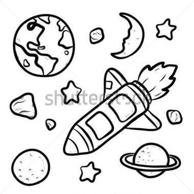 Star Ship And Universe   Cartoon Vector And Illustration Hand Drawn