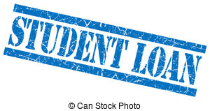Student Loan Blue Square Grunge Textured Isolated Stamp Clip Art