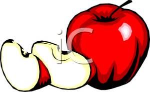 Two Apple Slices Next To A Whole Red Apple Clipart Image 