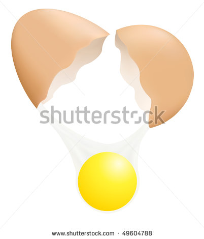 Vector Illustration Of A Broken Egg With Yolk   Stock Vector