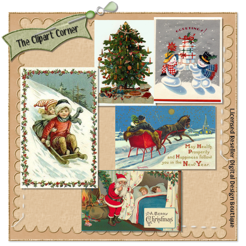 Vintage Christmas Grab Bag Clip Art Images