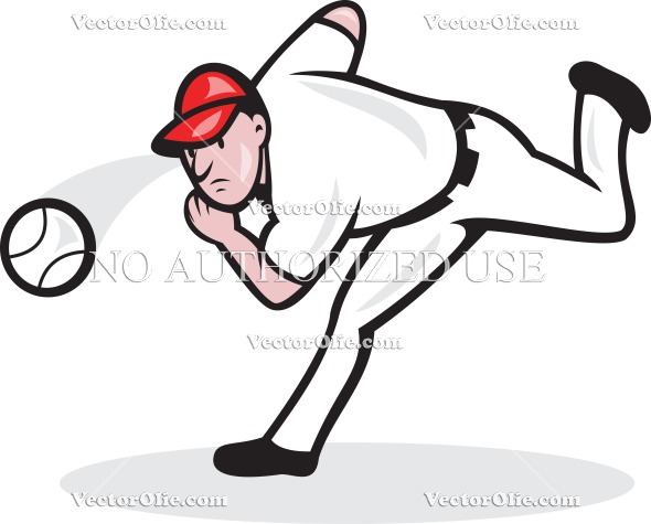 American Baseball Player Pitcher   Royalty Free Cartoon Vectors
