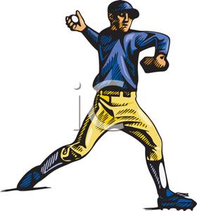 An Outfielder Throwing A Baseball   Royalty Free Clipart Picture