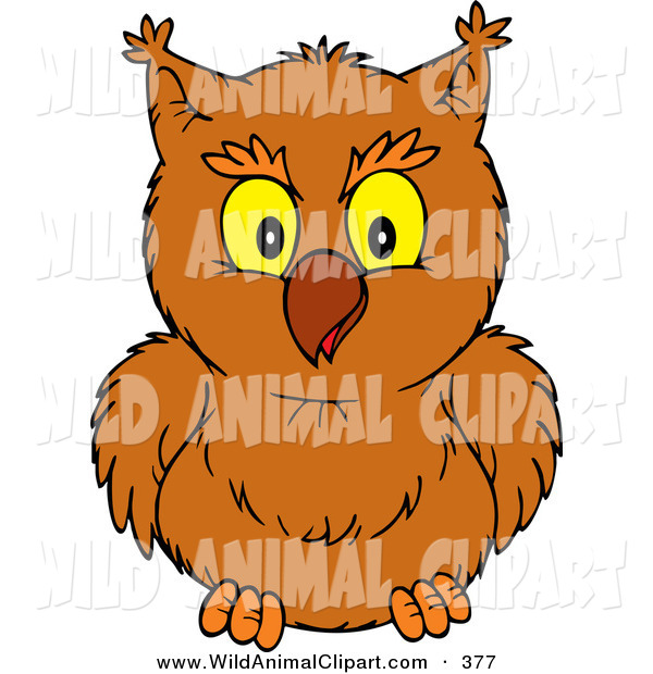 Art Of A Friendly Brown Owl Looking Forward On White By Alex Clipart