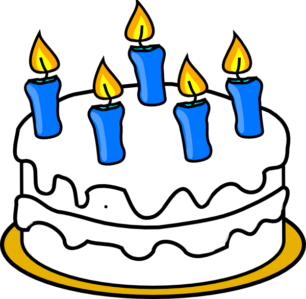 Birthday Cake With Blue Lit Candles Clip Art At Clker Com   Vector