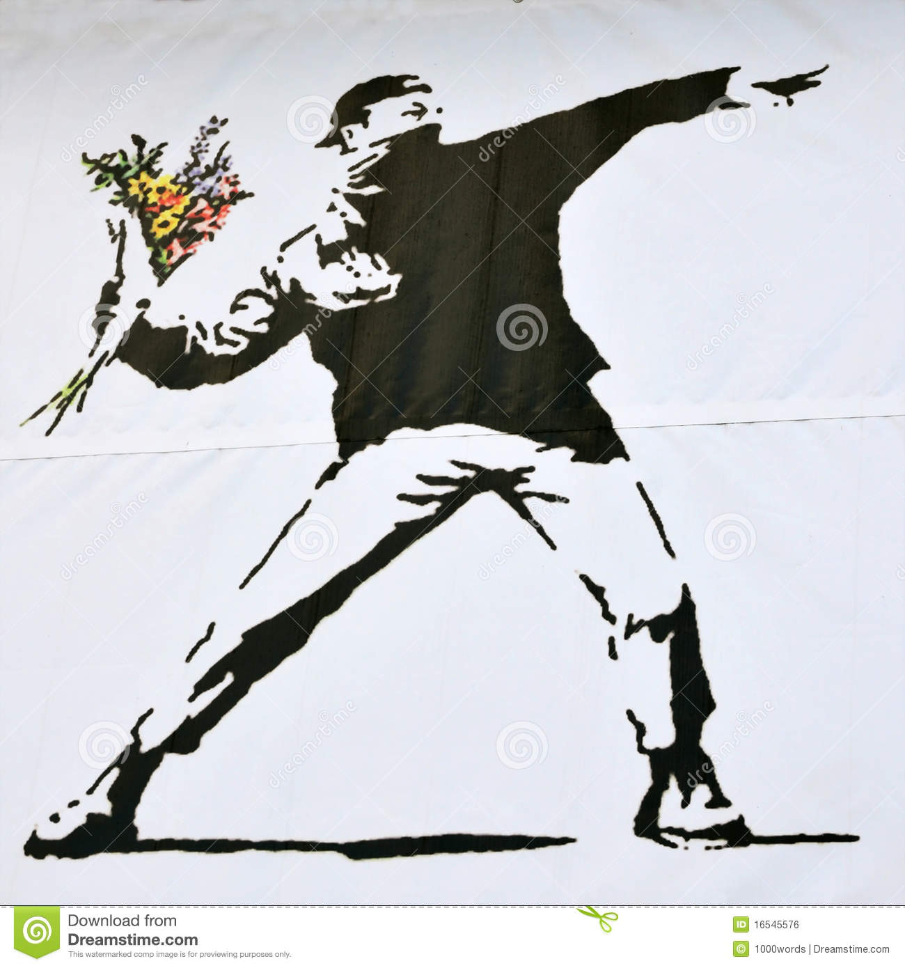 Bristol   September 26  Banksy Stencil Piece Of A Rioter Throwing A