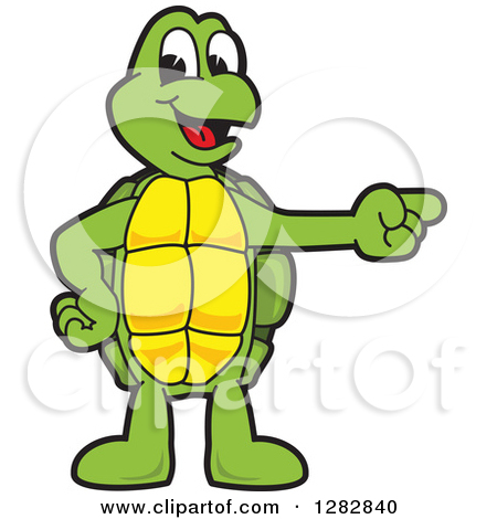 Clipart Of A Happy Turtle School Mascot Character Pointing To The