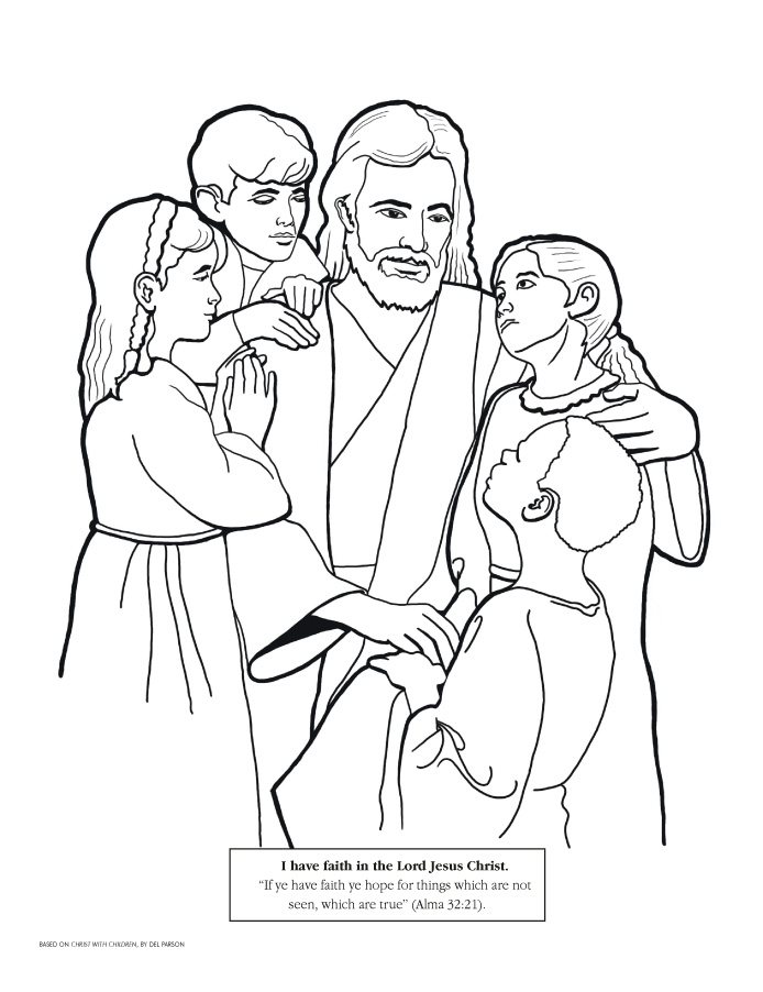 Coloring Page Based On Christ With Children By Del Parson