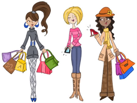 Girls Shopping Clipart 3 Trendy Girls Shopping