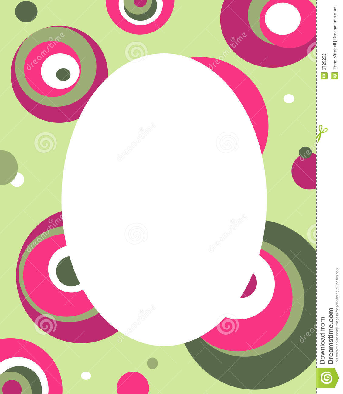 Green Background Picture Frame With Funky Pink And Green Circles In