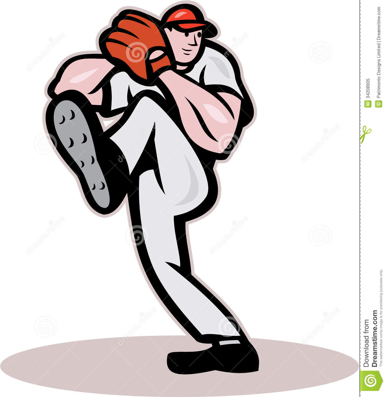 Illustration Of A American Baseball Player Pitcher Outfielder Throwing
