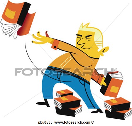 Illustration Of A Man Throwing Books  Fotosearch   Search Clipart