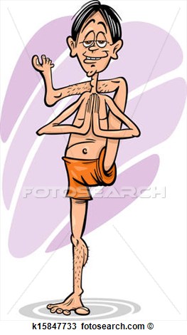 Man In Yoga Position Cartoon Illustration View Large Clip Art Graphic