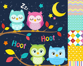 Owl Digital Clipart  Owl Clipart Sleeping Owl Clipart