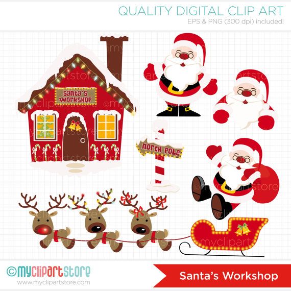     Pole   Santas Workshop Clip Art   Digital Clipart   Instant Download