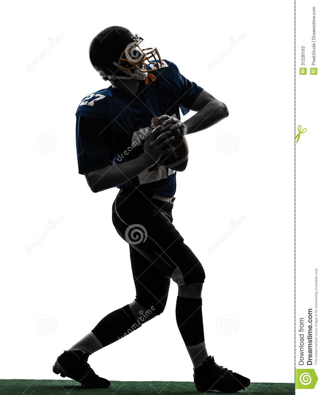 Quarterback American Throwing Football Player Man Silhouette Stock