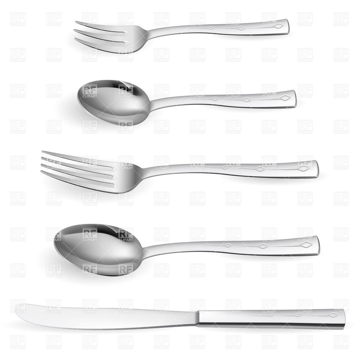 Silverware   Set Of Spoons Forks And Balance Knife Objects Download