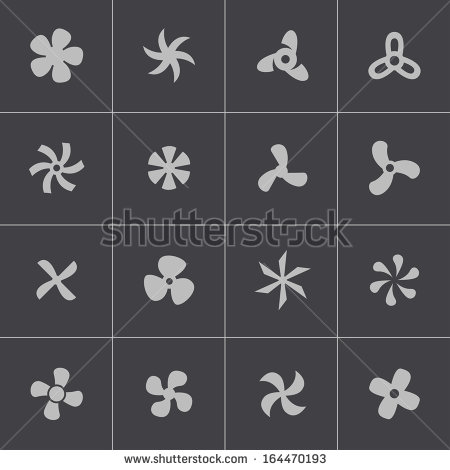 Vector Black Fans And Propellers Icons Set   Stock Vector