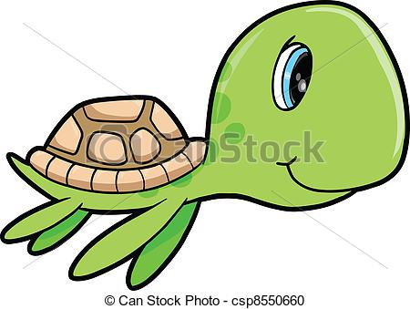 Vector   Cute Happy Summer Sea Turtle Animal   Stock Illustration
