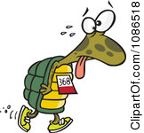 1086518 Clipart Tired Tortoise Walking In A Race Royalty Free Vector