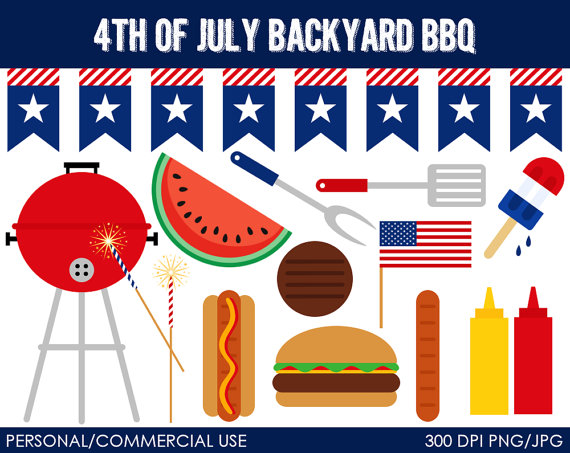 4th Of July Backyard Bbq Clipart   Digital Clip Art Graphics For