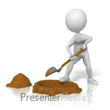 An Animated Gif Of An Old Man Digging A Hole With A Shovel