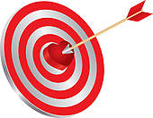 Arrow Hitting Bullseye Of A Target In Different Colors And Designs