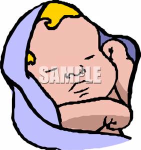 Baby Cuddled In A Blanket Taking A Nap   Royalty Free Clipart