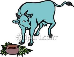 Blue Cow   Royalty Free Clipart Picture