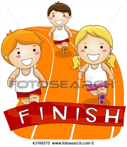 Children Running In A Race With Clipping Path