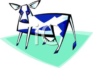 Clipart Image Of A Blue And White Cow