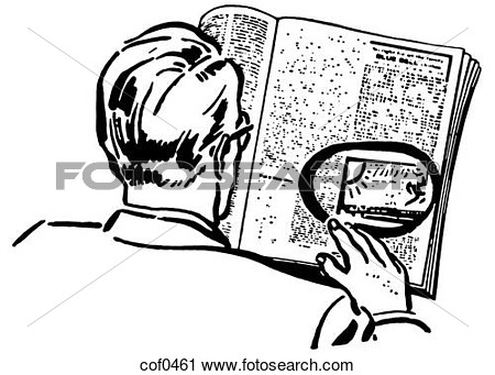 Clipart Of A Black And White Version Of A Man Reading A Newspaper With