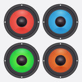 Four Colorful Audio Speakers  Car Accessories Stock Photography