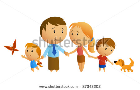 Happy Family Where Dad Mom Son And Daughter Hold Hands Each Other    