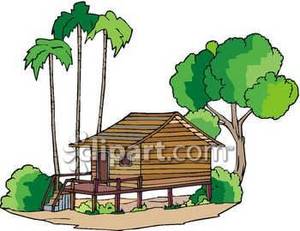 Hut On A Tropical Beach   Royalty Free Clipart Picture